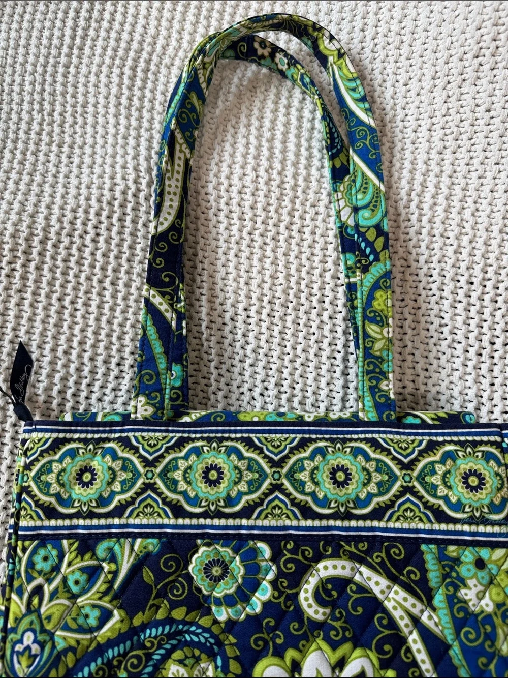 Vera Bradley Navy, Green & Teal Quilted Laptop Tote